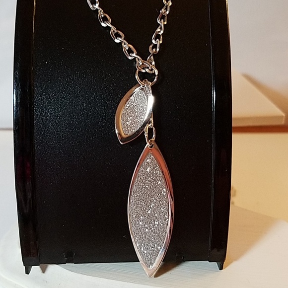 Rhinestone Encrusted Double Charm Silver Tone 18" Chain 2 Charmed - Picture 1 of 1